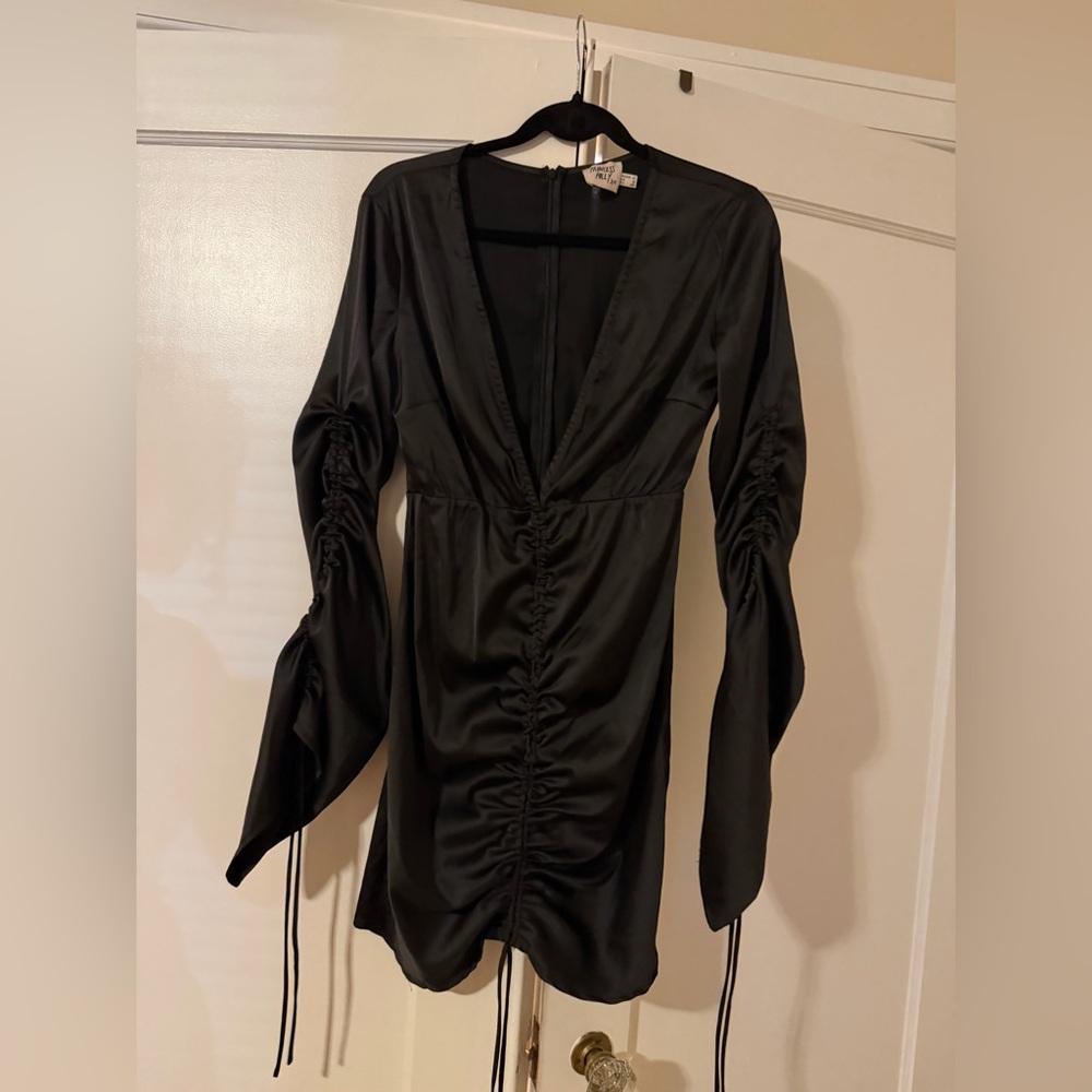Princess Polly Black Satin Long Sleeve Dress